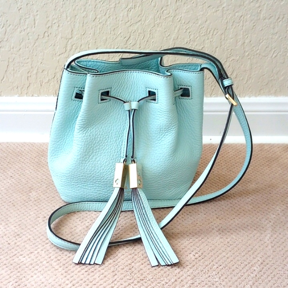 KATE SPADE- TIFFANY BLUE- LEATHER BUCKET CROSSBODY BAG